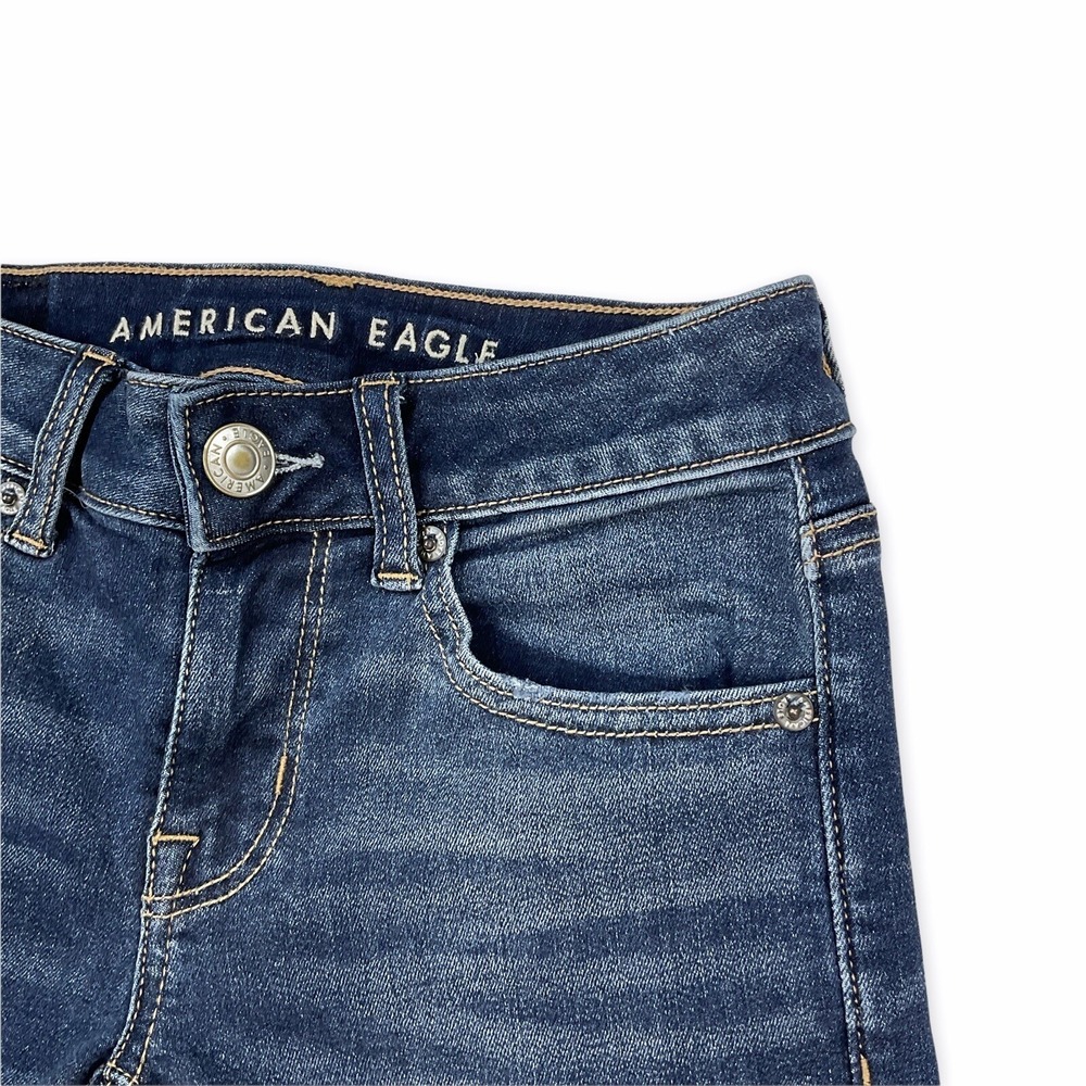 American Eagle Shorts Womens 0 (W25) Blue Distressed Cut Off Midi‎ Denim Ripped - Picture 3 of 8